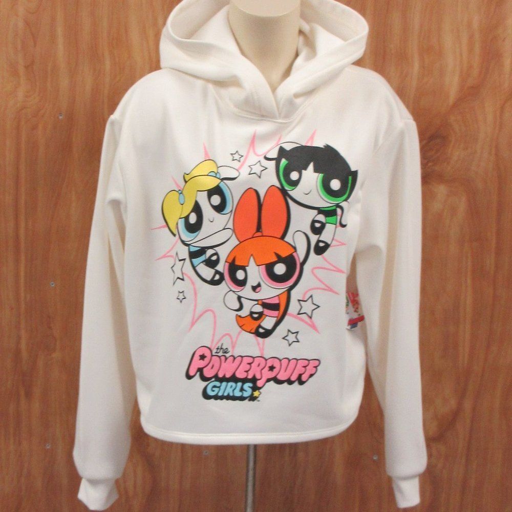 POWERPUFF GIRLS Cropped Hoodie Sweatshirt Size Juniors XXXL Cartoon Network NWT